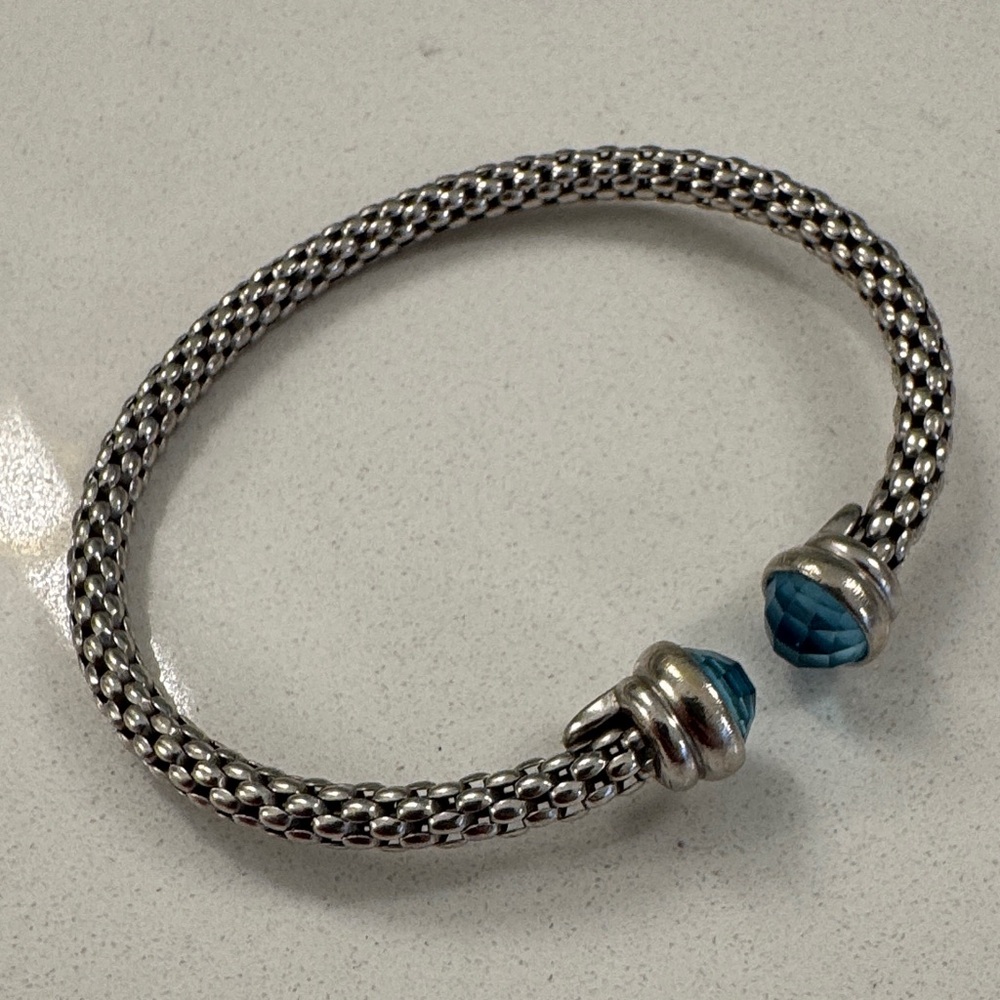 Elegant Silver and Blue Bracelet